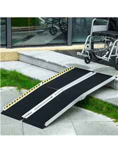 HOMCOM Wheelchair Ramp, 152L x 73Wcm, 272KG Capacity, Folding Aluminium Threshold Ramp w/ Non-Skid Surface, Transition Plates fo 2