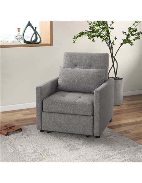 HOMCOM 3-In-1 Chair Bed, Convertible Sleeper Chair with Adjustable Backrest, Pillow and Footrest for Living Room, Grey 839-026V7 - pic 92928 | FastDaddyshop