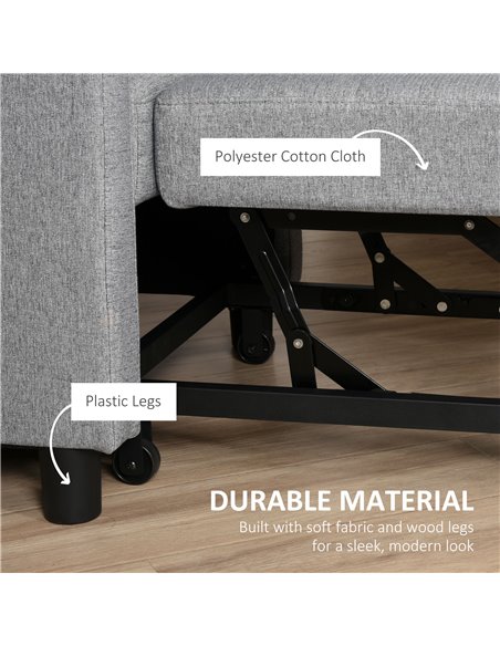 HOMCOM 3-In-1 Chair Bed, Convertible Sleeper Chair with Adjustable Backrest, Pillow and Footrest for Living Room, Grey 839-026V7 - pic 92931 | FastDaddyshop