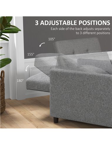 HOMCOM 3-In-1 Chair Bed, Convertible Sleeper Chair with Adjustable Backrest, Pillow and Footrest for Living Room, Grey 839-026V7