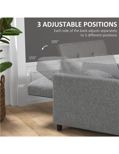 HOMCOM 3-In-1 Chair Bed, Convertible Sleeper Chair with Adjustable Backrest, Pillow and Footrest for Living Room, Grey 839-026V7 - pic 92933 | FastDaddyshop
