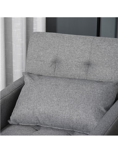HOMCOM 3-In-1 Chair Bed, Convertible Sleeper Chair with Adjustable Backrest, Pillow and Footrest for Living Room, Grey 839-026V7
