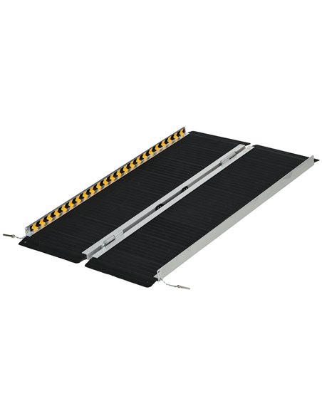 HOMCOM Wheelchair Ramp, 122L x 73Wcm, 272KG Capacity, Folding Aluminium Threshold Ramp w/ Non-Skid Surface, Transition Plates Ab - pic 92936 | FastDaddyshop
