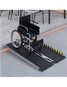 HOMCOM Wheelchair Ramp, 122L x 73Wcm, 272KG Capacity, Folding Aluminium Threshold Ramp w/ Non-Skid Surface, Transition Plates Ab 2