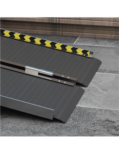 HOMCOM Wheelchair Ramp, 122L x 73Wcm, 272KG Capacity, Folding Aluminium Threshold Ramp w/ Non-Skid Surface, Transition Plates Ab