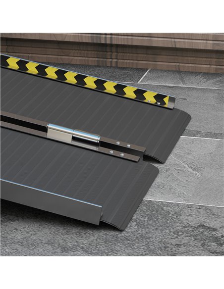 HOMCOM Wheelchair Ramp, 122L x 73Wcm, 272KG Capacity, Folding Aluminium Threshold Ramp w/ Non-Skid Surface, Transition Plates Ab - pic 92944 | FastDaddyshop