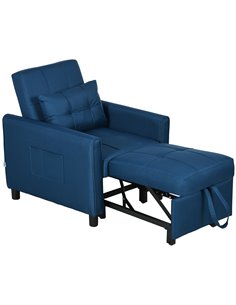 HOMCOM 3-In-1 Convertible Chair Bed, Pull Out Sleeper Chair, Fold Out Bed with Adjustable Backrest, Side Pockets, Blue 839-670V7