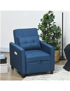 HOMCOM 3-In-1 Convertible Chair Bed, Pull Out Sleeper Chair, Fold Out Bed with Adjustable Backrest, Side Pockets, Blue 839-670V7 2