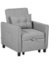 HOMCOM 3-In-1 Convertible Chair Bed, Pull Out Sleeper Chair, Fold Out Bed with Adjustable Backrest, Side Pockets, Light Grey 839
