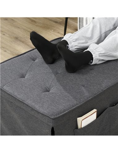 HOMCOM Fabric Sleeper Chair, Folding Chair Bed with Adjustable Backrest, Pillow, Side Pockets for Living Room, Charcoal Grey 839