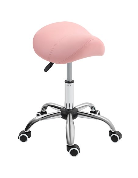 HOMCOM Saddle Stool, Height Adjustable Salon Chair for Massage Spa, Faux Leather, Pink 503-020V70PK - pic 92990 | FastDaddyshop