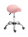 HOMCOM Saddle Stool, Height Adjustable Salon Chair for Massage Spa, Faux Leather, Pink 503-020V70PK