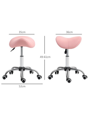 HOMCOM Saddle Stool, Height Adjustable Salon Chair for Massage Spa, Faux Leather, Pink 503-020V70PK