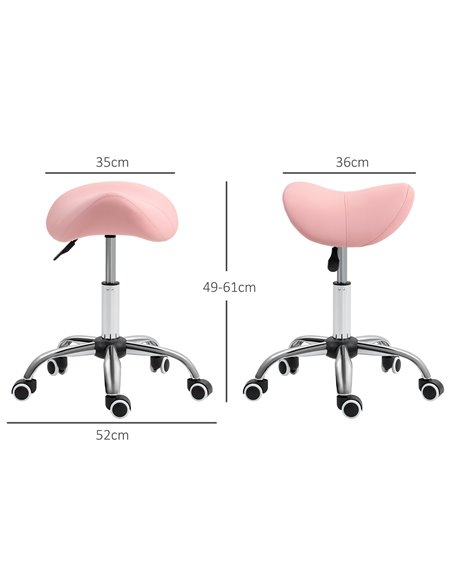 HOMCOM Saddle Stool, Height Adjustable Salon Chair for Massage Spa, Faux Leather, Pink 503-020V70PK - pic 92992 | FastDaddyshop