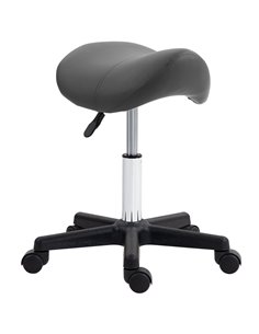 HOMCOM Saddle Stool, PU Leather Adjustable Rolling Salon Chair with Steel Frame for Massage, Spa, Beauty and Tattoo, Grey 503-02