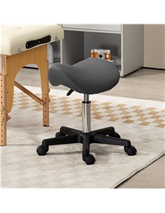 HOMCOM Saddle Stool, PU Leather Adjustable Rolling Salon Chair with Steel Frame for Massage, Spa, Beauty and Tattoo, Grey 503-02 2