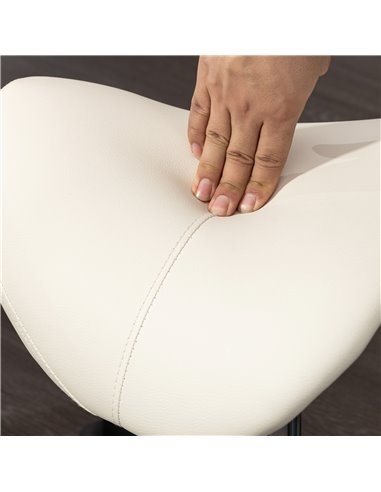 HOMCOM Saddle Stool, PU Leather Adjustable Rolling Salon Chair with Steel Frame for Massage, Spa, Beauty and Tattoo, White 503-0