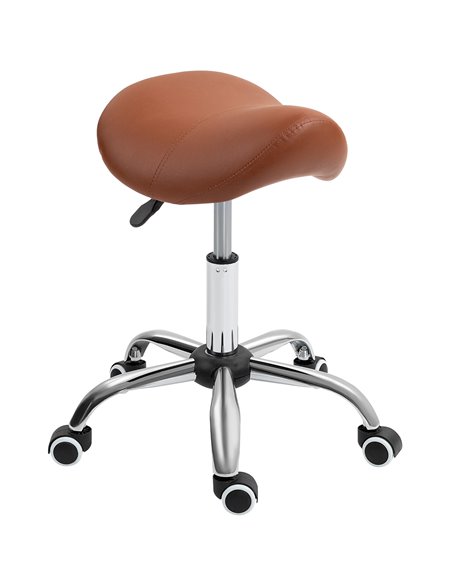 HOMCOM Saddle Stool, Height Adjustable Salon Chair for Massage Spa, Faux Leather, Brown 503-020V70BN - pic 93017 | FastDaddyshop