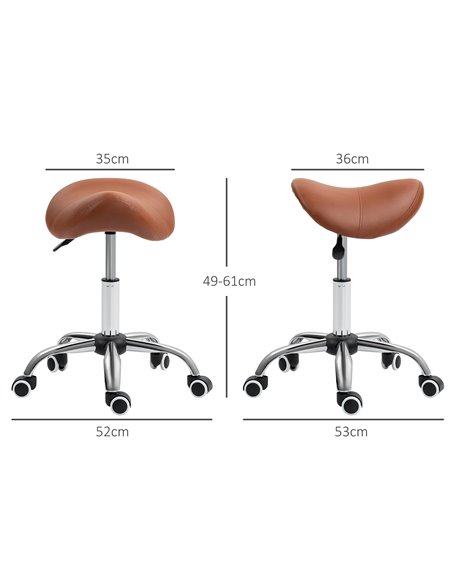 HOMCOM Saddle Stool, Height Adjustable Salon Chair for Massage Spa, Faux Leather, Brown 503-020V70BN - pic 93019 | FastDaddyshop