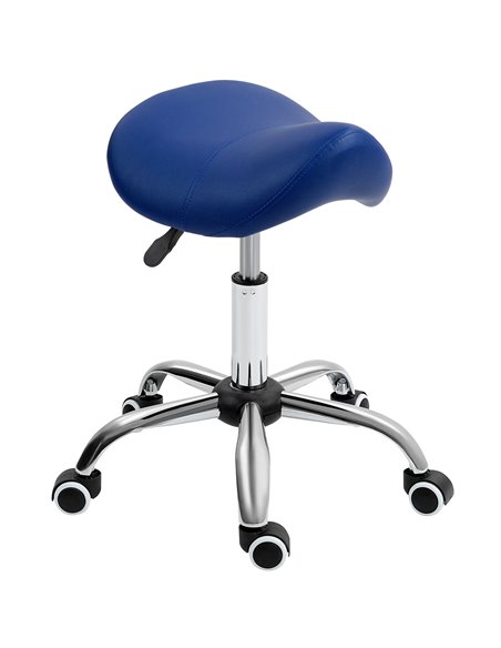HOMCOM Saddle Stool, Height Adjustable Salon Chair for Massage Spa, Faux Leather, Dark Blue 503-020V70DB - pic 93026 | FastDaddyshop