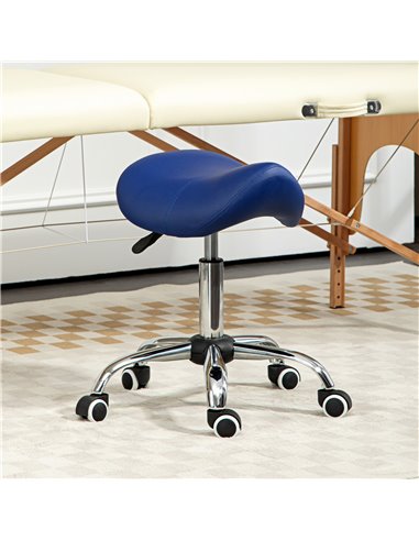 HOMCOM Saddle Stool, Height Adjustable Salon Chair for Massage Spa, Faux Leather, Brown 503-020V70DB