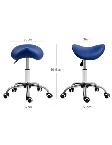 HOMCOM Saddle Stool, Height Adjustable Salon Chair for Massage Spa, Faux Leather, Brown 503-020V70DB