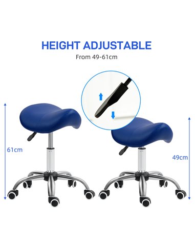 HOMCOM Saddle Stool, Height Adjustable Salon Chair for Massage Spa, Faux Leather, Brown 503-020V70DB