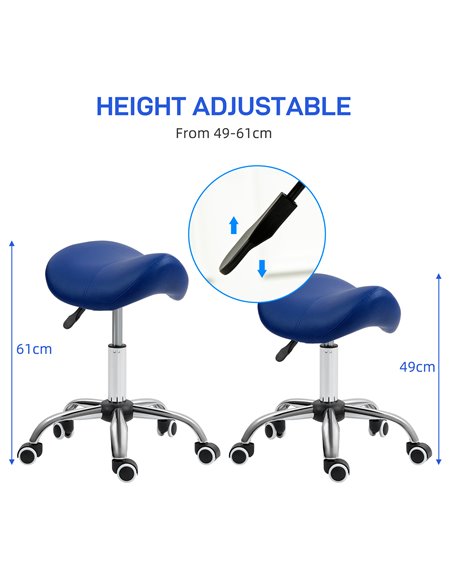 HOMCOM Saddle Stool, Height Adjustable Salon Chair for Massage Spa, Faux Leather, Brown 503-020V70DB - pic 93029 | FastDaddyshop
