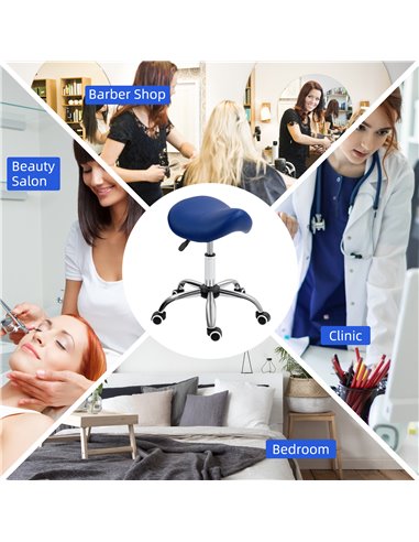 HOMCOM Saddle Stool, Height Adjustable Salon Chair for Massage Spa, Faux Leather, Brown 503-020V70DB