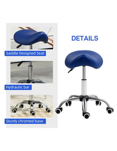 HOMCOM Saddle Stool, Height Adjustable Salon Chair for Massage Spa, Faux Leather, Brown 503-020V70DB