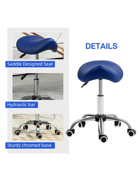 HOMCOM Saddle Stool, Height Adjustable Salon Chair for Massage Spa, Faux Leather, Brown 503-020V70DB - pic 93031 | FastDaddyshop