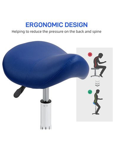 HOMCOM Saddle Stool, Height Adjustable Salon Chair for Massage Spa, Faux Leather, Brown 503-020V70DB
