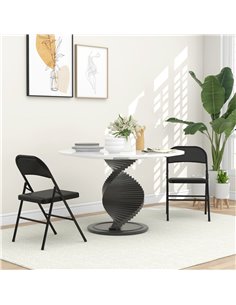 HOMCOM Padded Folding Chairs Set of 2 PU Leather Foldable Chairs with Cushioned Seat and Metal Frame for Home Office Dining, Bla 2