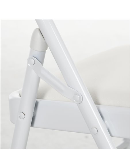 HOMCOM Padded Folding Chairs Set of 2 PU Leather Foldable Chairs with Cushioned Seat and Metal Frame for Home Office Dining, Whi - pic 93052 | FastDaddyshop