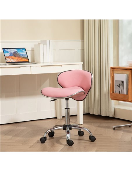 HOMCOM Adjustable Rolling Swivel Beauty Salon Chair, Stool for Spa, Pink 921-076V70PK - pic 93054 | FastDaddyshop