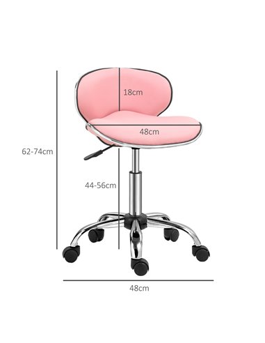 HOMCOM Adjustable Rolling Swivel Beauty Salon Chair, Stool for Spa, Pink 921-076V70PK