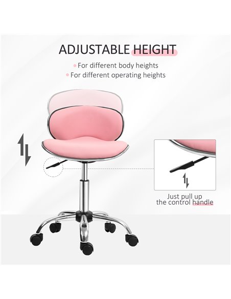 HOMCOM Adjustable Rolling Swivel Beauty Salon Chair, Stool for Spa, Pink 921-076V70PK - pic 93056 | FastDaddyshop