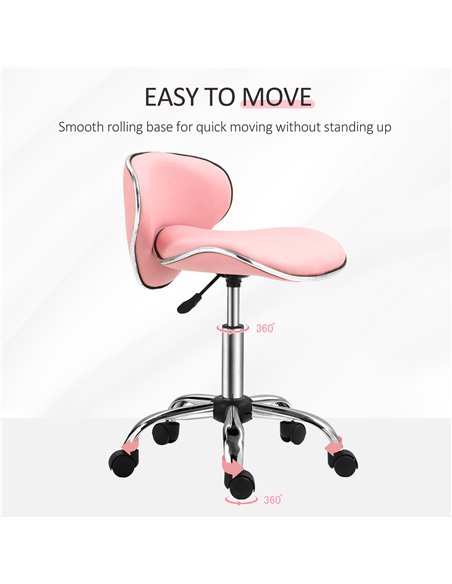 HOMCOM Adjustable Rolling Swivel Beauty Salon Chair, Stool for Spa, Pink 921-076V70PK - pic 93057 | FastDaddyshop