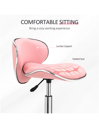 HOMCOM Adjustable Rolling Swivel Beauty Salon Chair, Stool for Spa, Pink 921-076V70PK