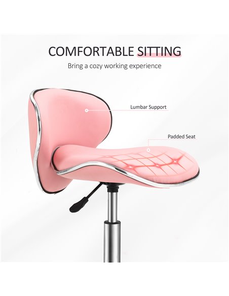 HOMCOM Adjustable Rolling Swivel Beauty Salon Chair, Stool for Spa, Pink 921-076V70PK - pic 93058 | FastDaddyshop