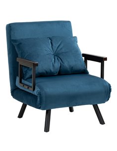 HOMCOM Click Clack Chair Bed, Convertible Single Chair Couch with 2 Cushions, for Living Room, Bedroom, Navy Blue 839-834V70NU