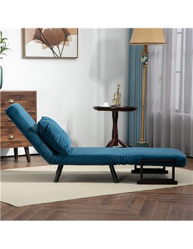 HOMCOM Click Clack Chair Bed, Convertible Single Chair Couch with 2 Cushions, for Living Room, Bedroom, Navy Blue 839-834V70NU