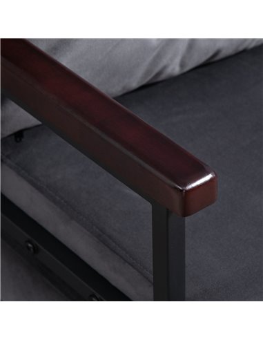 HOMCOM 4-in-1 Velvet-Feel Single Chair Bed, with Pillow - Charcoal Grey 839-834V70CG