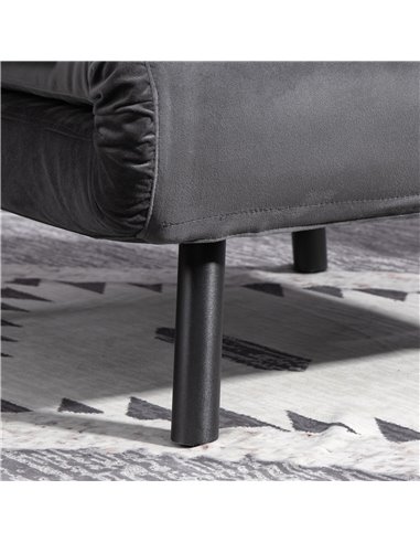 HOMCOM 4-in-1 Velvet-Feel Single Chair Bed, with Pillow - Charcoal Grey 839-834V70CG