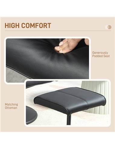 HOMCOM Faux Leather Reclining Chair and Footstool - Black 833-360V70BK