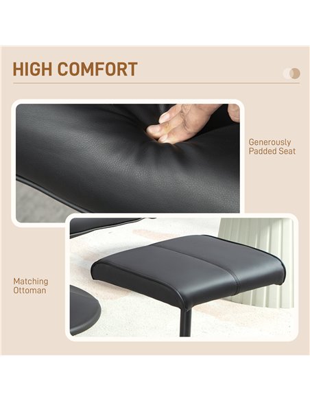 HOMCOM Faux Leather Reclining Chair and Footstool - Black 833-360V70BK - pic 93102 | FastDaddyshop
