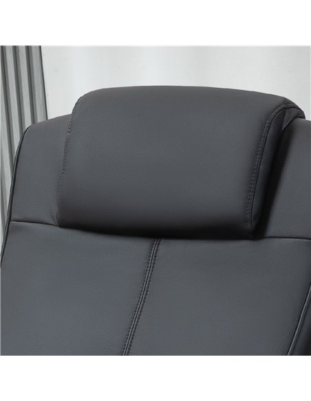 HOMCOM Faux Leather Reclining Chair and Footstool - Black 833-360V70BK - pic 93105 | FastDaddyshop