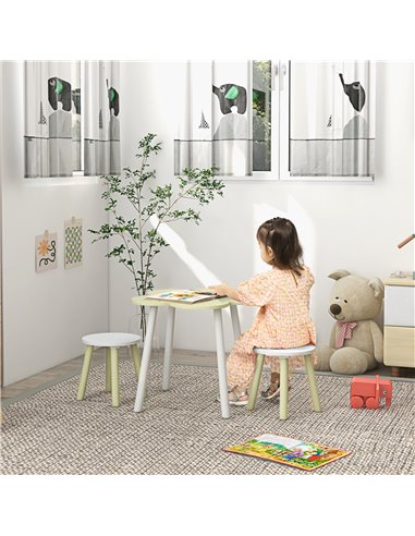ZONEKIZ Children's 3 Piece Table and Chair Set, Flower Design, Ideal for Bedroom, Nursery, Playroom, Yellow 312-109V00YL