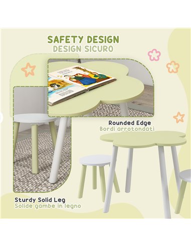 ZONEKIZ Children's 3 Piece Table and Chair Set, Flower Design, Ideal for Bedroom, Nursery, Playroom, Yellow 312-109V00YL