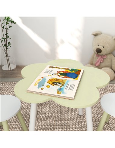 ZONEKIZ Children's 3 Piece Table and Chair Set, Flower Design, Ideal for Bedroom, Nursery, Playroom, Yellow 312-109V00YL